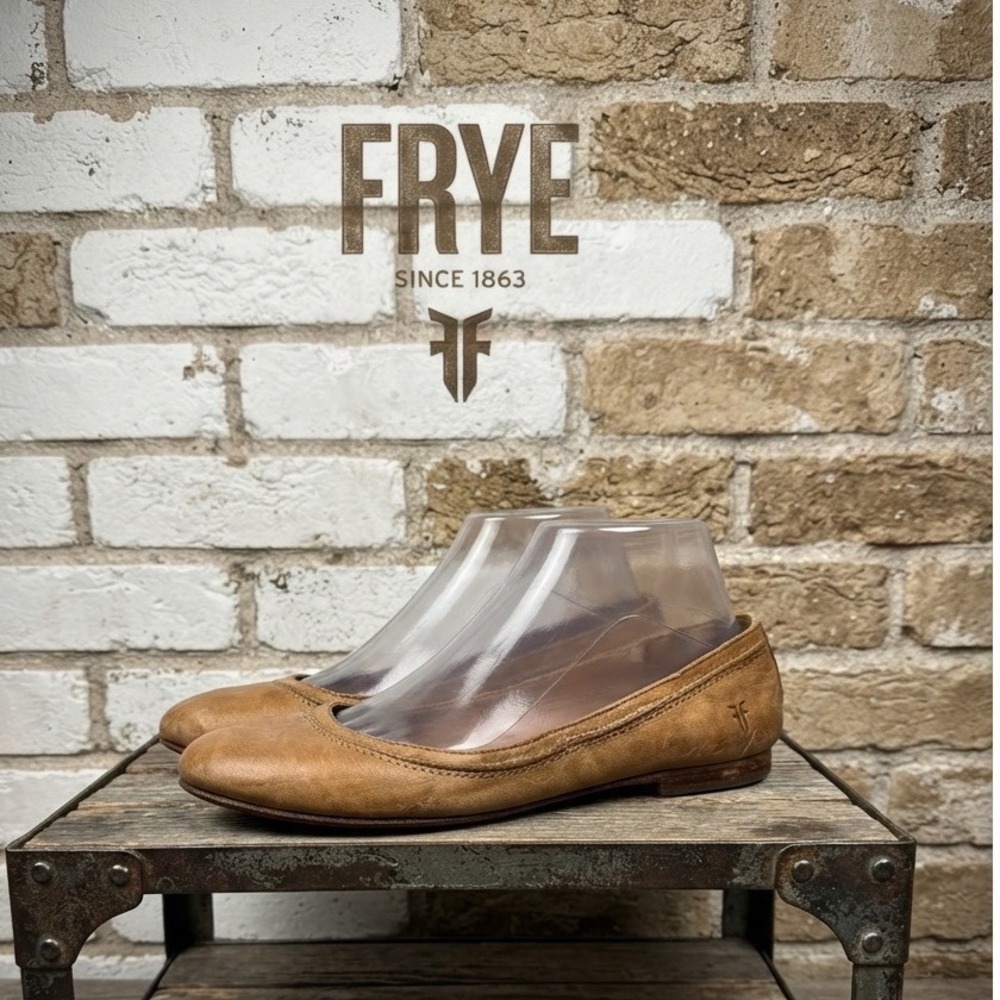 Frye Carson Ballet Flats Mary Jane Tan Leather Round Toe 7 B